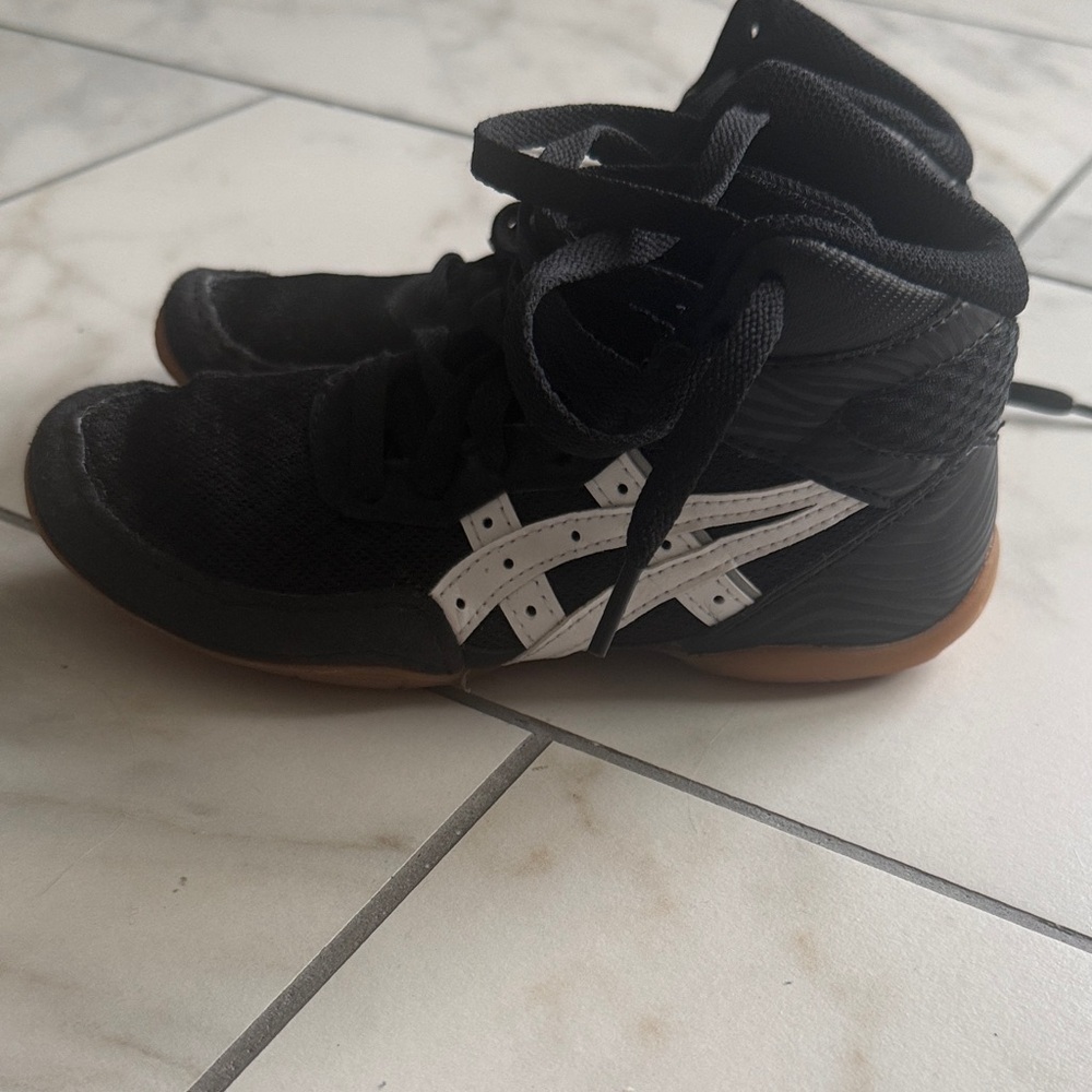 Asics Kids Black and White High-Top Sneakers